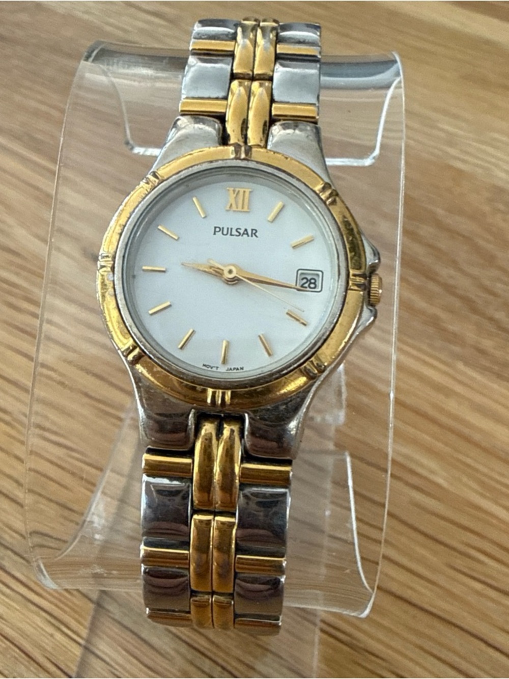 Pulsar Two-Tone Gold and Silver Women's Analog Date Watch, Bracelet Style Band